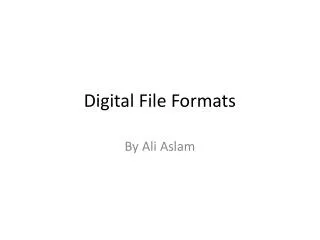 Digital File Formats