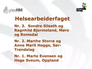 Helsearbeiderfaget Nr. 3. Sondre Silseth og Ragnhild Bjermeland, Møre og Romsdal