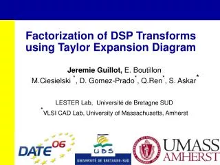 Factorization of DSP Transforms using Taylor Expansion Diagram