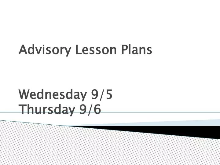 advisory lesson plans