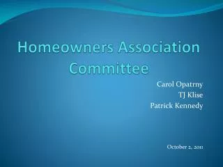 Homeowners Association Committee