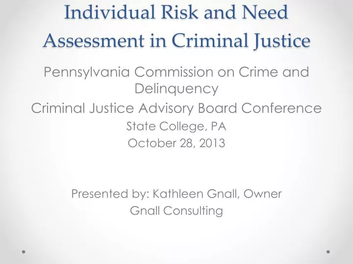 individual risk and need assessment in criminal justice