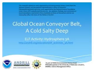 Global Ocean Conveyor Belt, A Cold Salty Deep