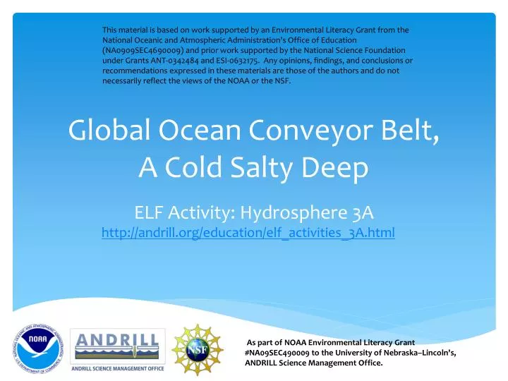 global ocean conveyor belt a cold salty deep