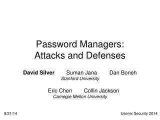 Password Managers: Attacks and Defenses