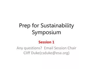 Prep for Sustainability Symposium