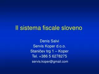 Il sistema fiscale sloveno