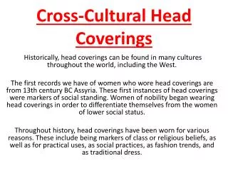 Cross-Cultural Head Coverings