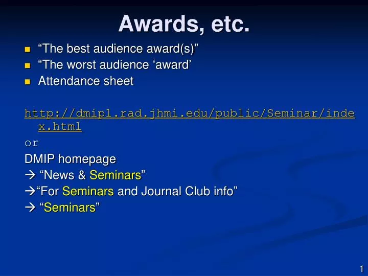 awards etc