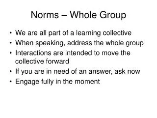 Norms – Whole Group