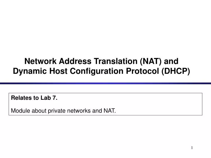 network address translation nat and dynamic host configuration protocol dhcp
