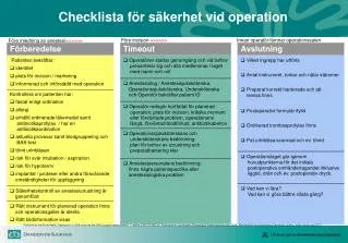 Checklista för säkerhet vid operation