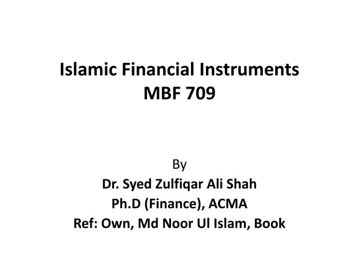 islamic financial instruments mbf 709