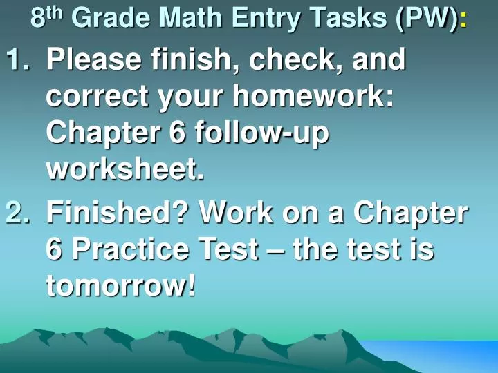 8 th grade math entry tasks pw