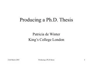 Producing a Ph.D. Thesis