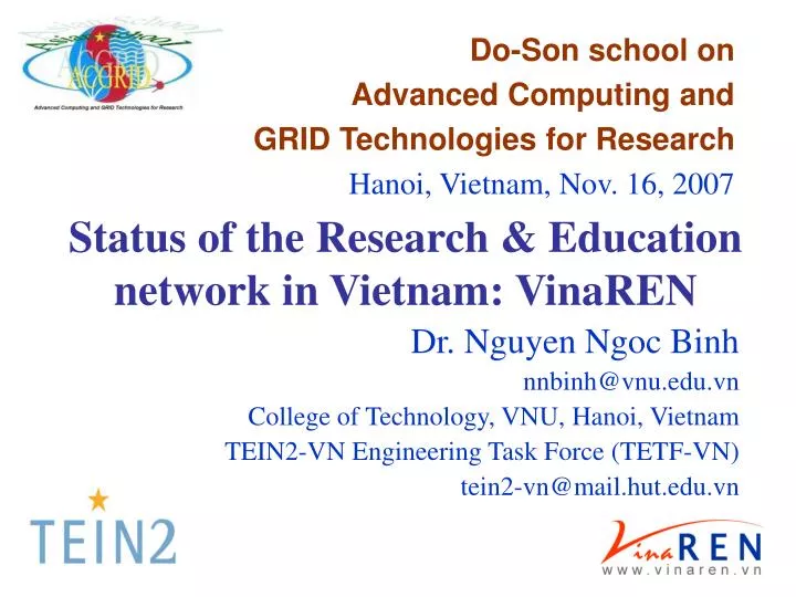 status of the research education network in vietnam vinaren