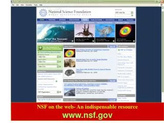 NSF on the web- An indispensable resource nsf
