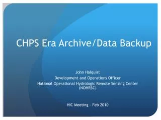 CHPS Era Archive/Data Backup