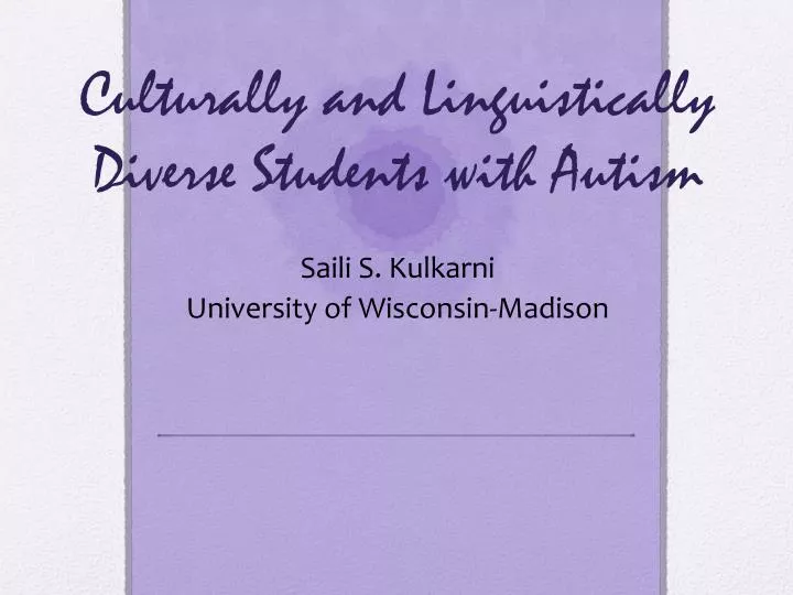 culturally and linguistically diverse students with autism