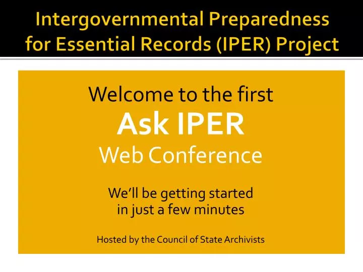 intergovernmental preparedness for essential records iper project