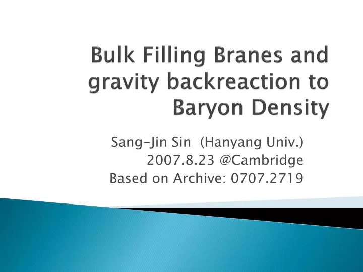 bulk filling branes and gravity backreaction to baryon density