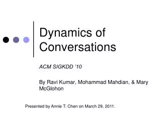 Dynamics of Conversations