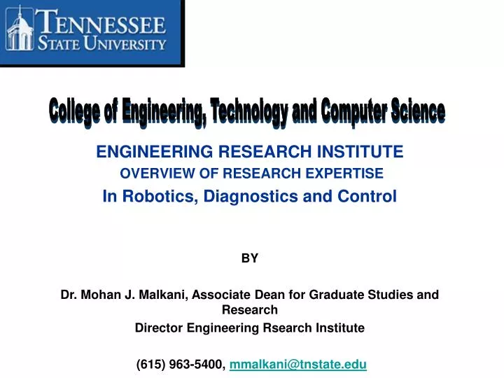 engineering research institute overview of research expertise in robotics diagnostics and control