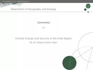 Comments on Climate Change and Security in the Arab Region By Dr. Elsayed Sabry Nasr
