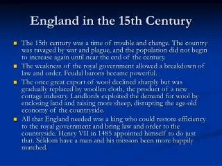 England in the 15th Century