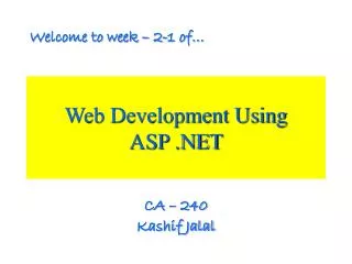 Web Development Using ASP .NET