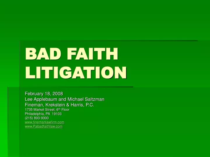 bad faith litigation