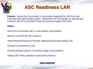 ASC Readiness LAR