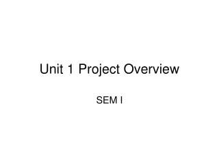 Unit 1 Project Overview