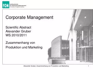Corporate Management Scientific Abstract Alexander Gruber WS 2010/2011
