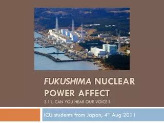 Fukushima Nuclear Power Affect 3.11 , Can you hear our VOICE ?