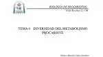TEMA 4. DIVERSIDAD DEL METABOLISMO PROCARIOTE - slide 1