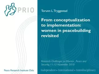 From conceptualization to implementation: women in peacebuilding revisited