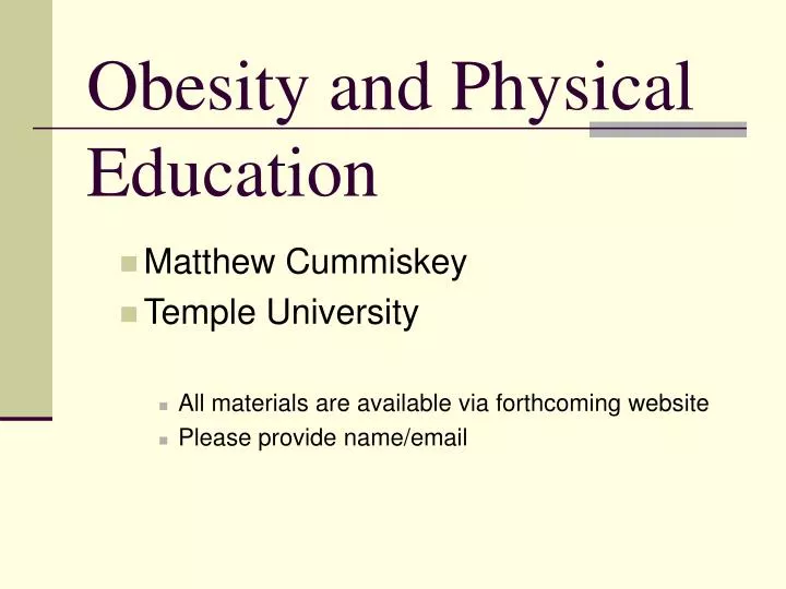 obesity and physical education