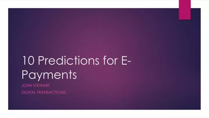 10 predictions for e payments