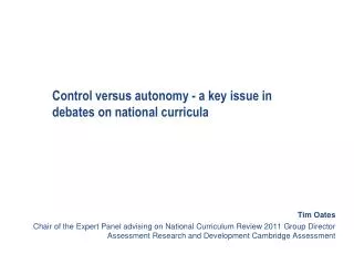 Control versus autonomy - a key issue in debates on national curricula