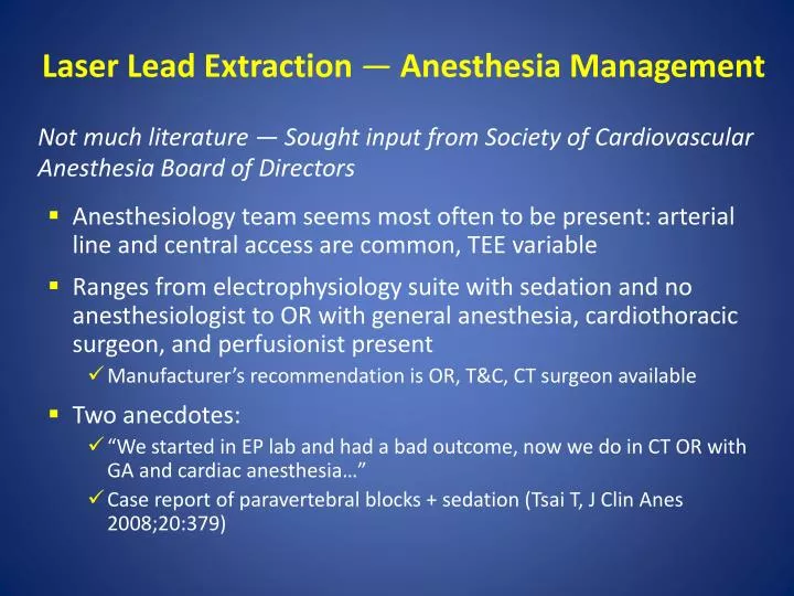 laser lead extraction anesthesia management