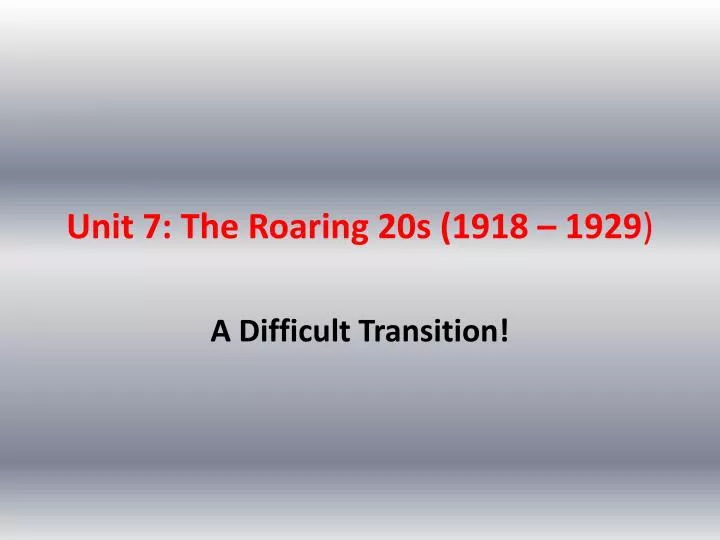 unit 7 the roaring 20s 1918 1929