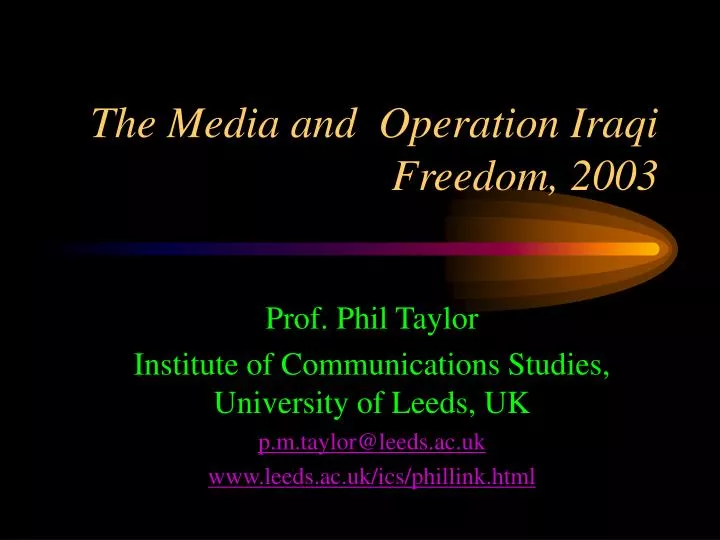 the media and operation iraqi freedom 2003