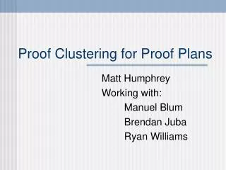 Proof Clustering for Proof Plans