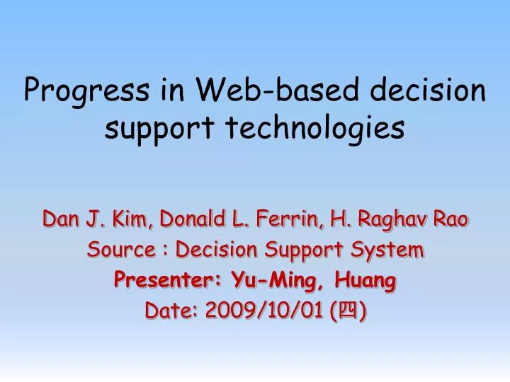 progress in web based decision support technologies