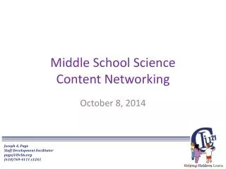 Middle School Science Content Networking