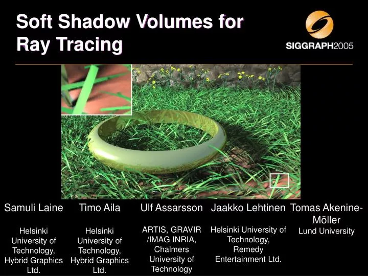 soft shadow volumes for ray tracing