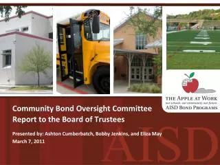 Community Bond Oversight Committee Report to the Board of Trustees