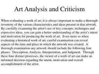 Art Analysis and Criticism