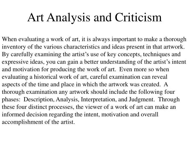 art analysis and criticism